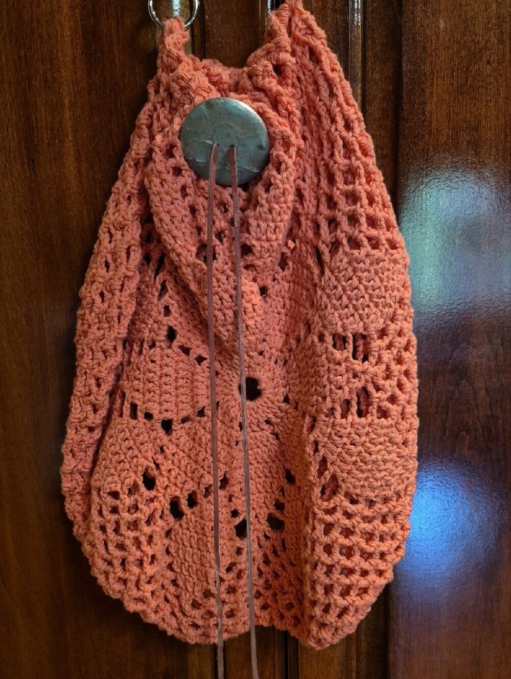 Handcrafted Coral Crochet Shoulder Bag - Picture 5 of 5